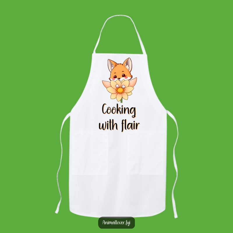 Funny Fox Flower Apron: Cook with Curiosity and Playful Flair