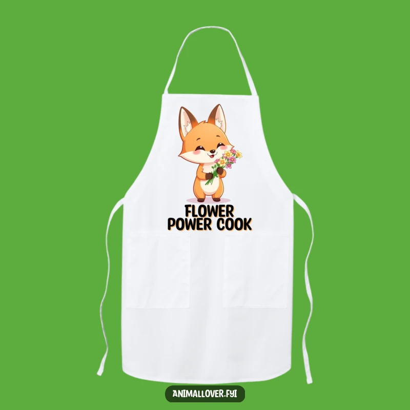 Funny Fox Flower Bouquet Apron: Cook Up Smiles with Nature's Charm