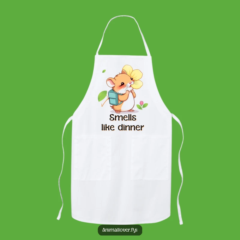 Funny Hamster Flower Sniffing Apron: Kitchen Explorer Gear - Great Cooking Gift
