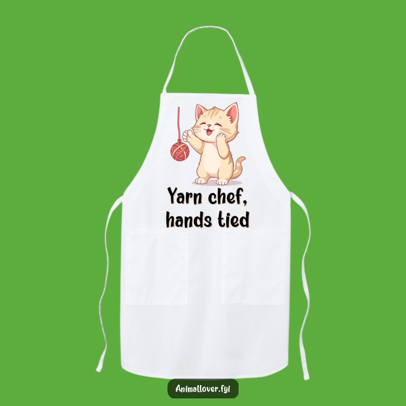 Funny Kitten Yarn Batting Apron: Cook Up Fun in the Kitchen