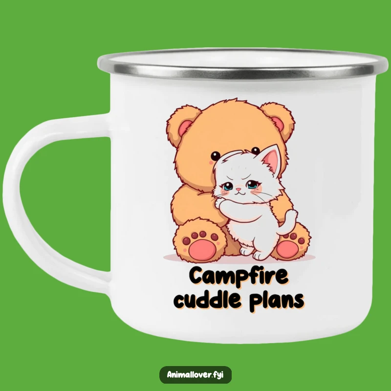 Funny Kitten Teddy Bear Camping Mug: Adventure Ready Hug Art - Outdoor Gift