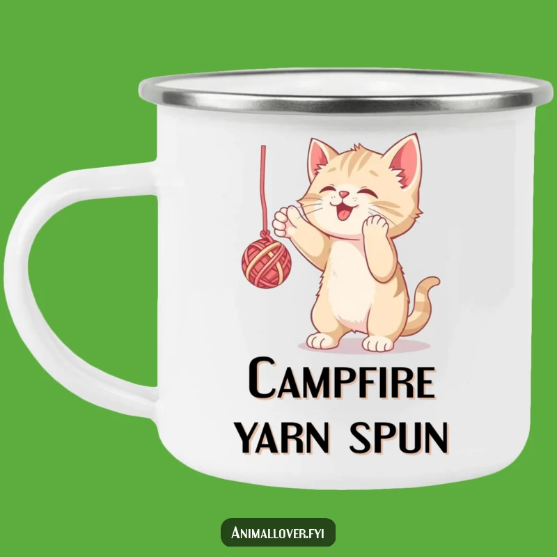 Funny Kitten Yarn Batting Camping Mug: Your Adventure Companion