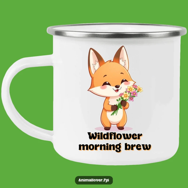 Funny Fox Flower Bouquet Camping Mug: Sip Nature's Beauty on the Go