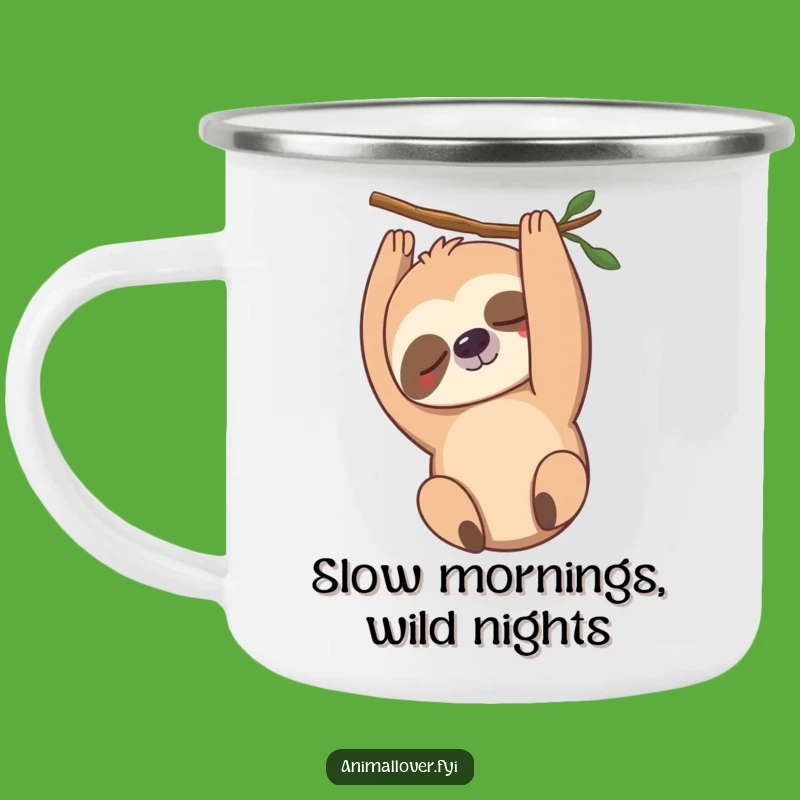 Funny Sloth Camping Mug: Gentle Smile for Your Outdoor Adventures