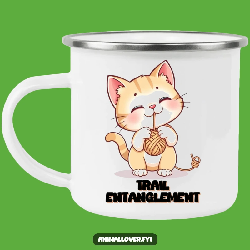 Funny Cat Yarn Ball Camping Mug: Your Adventure Buddy for Hot Drinks and Cozy Campfires!