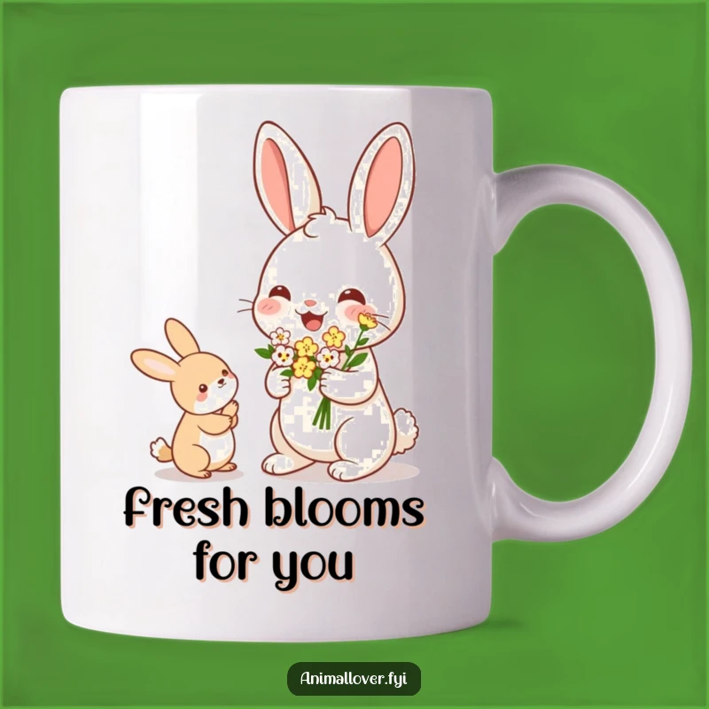 Funny Rabbit Flower Offering Mug: Cheerful Gift of Kindness - Perfect Present