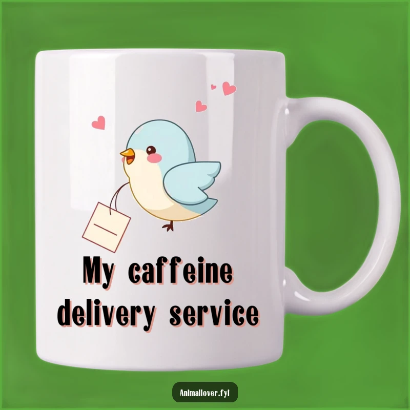 Funny Bird Note Mug: Heartfelt Message Dropped from Sky, Unique & Amusing Gift