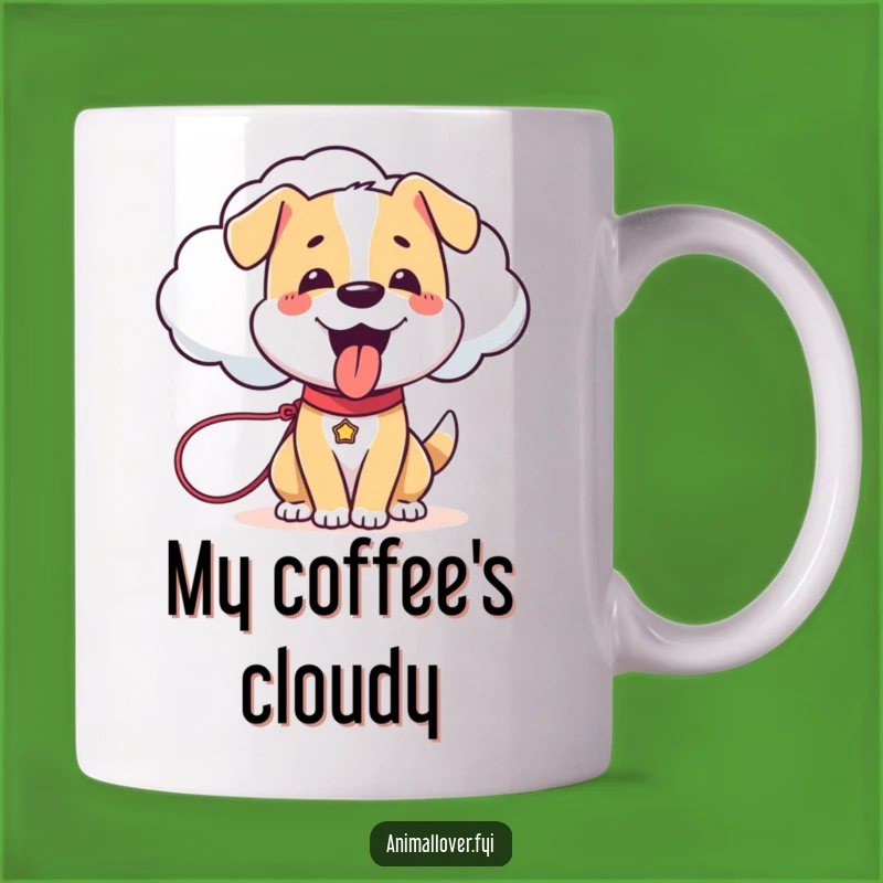 Funny Dog Cloud Leash Mug: Happy Pup's Dream Walk - Hilarious Gift Idea