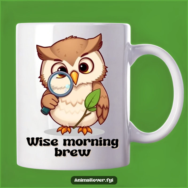 Funny Owl Magnifying Glass Mug - Curious Nature Design, Perfect Funny Gift