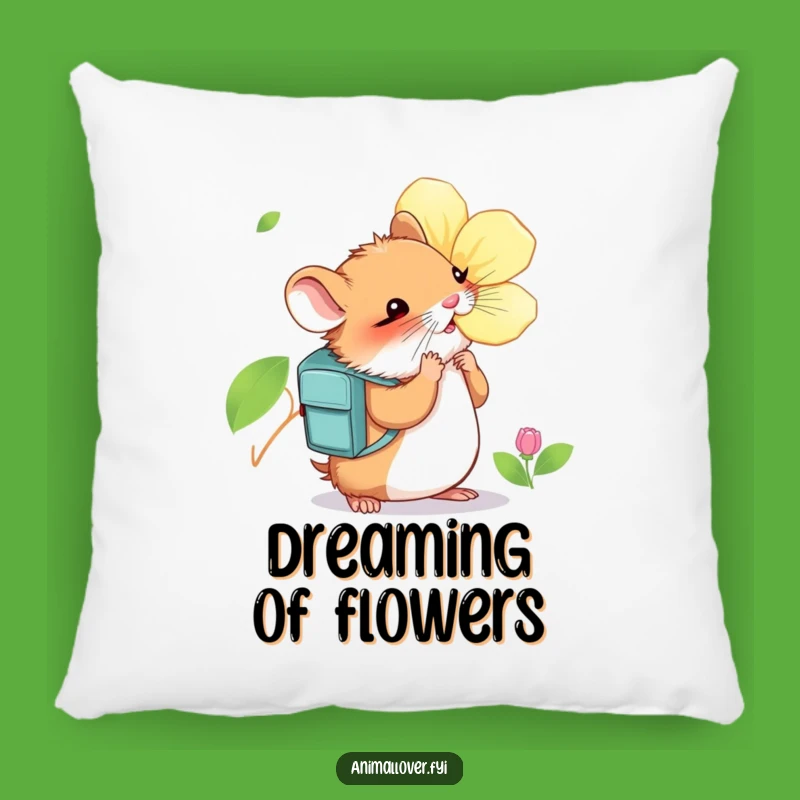 Funny Hamster Flower Sniffing Pillow: Cozy Explorer Accent - Hilarious Home Decor Gift