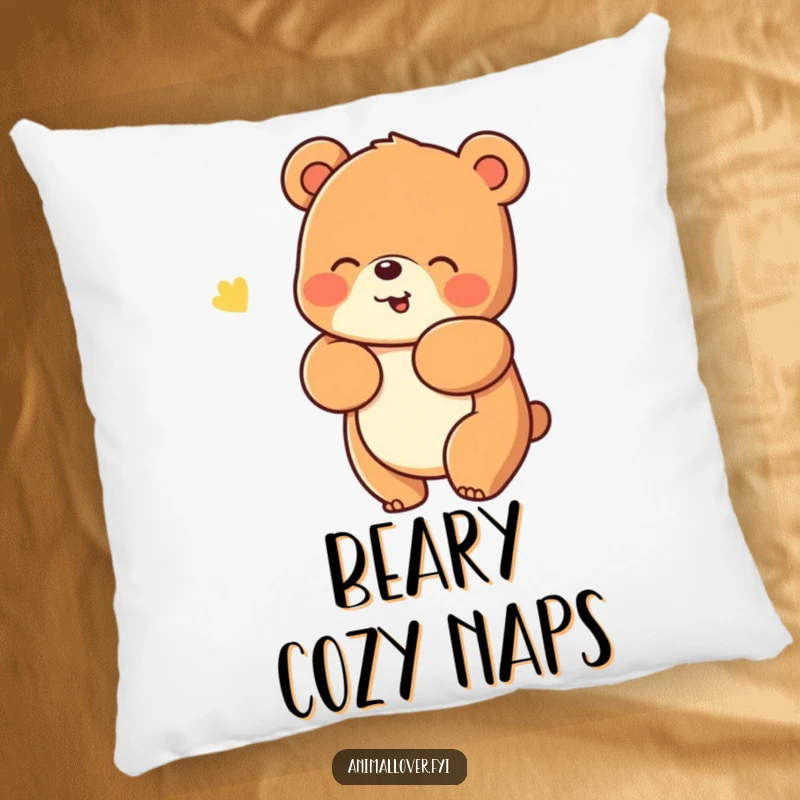 Funny Pillow: A cheerful bear giving a warm, friendly hug, perfect for cozying up with.