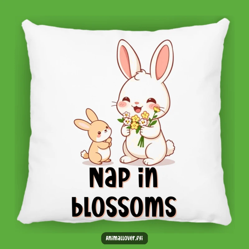 Funny Rabbit Flower Offering Pillow: Cozy & Kind Accent - Hilarious Home Decor Gift
