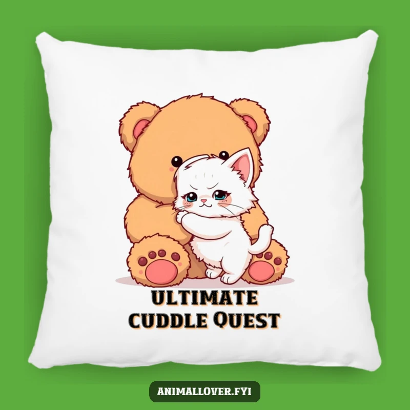 Funny Kitten Teddy Bear Pillow: Cozy & Determined Hug Accent - Hilarious Home Decor Gift