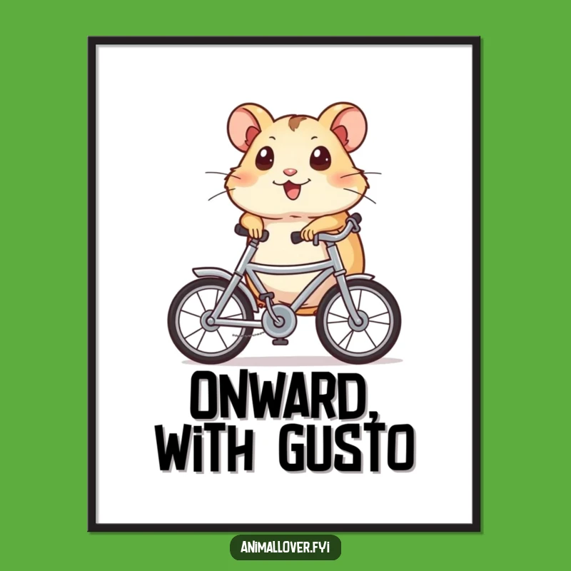 Funny Hamster Bicycle Digital Art: Instantly Downloadable Whimsical Pet Decor Gift