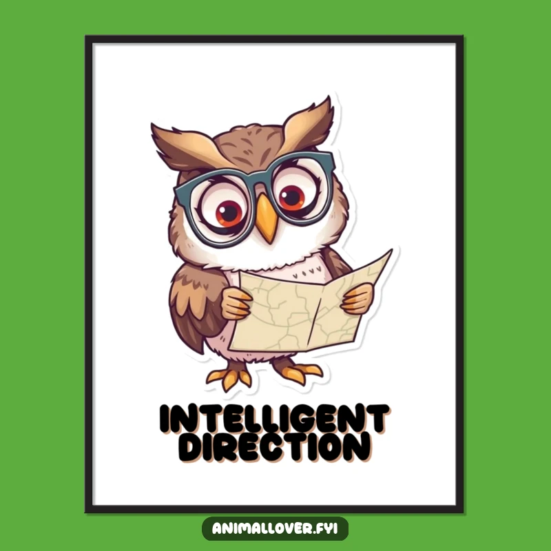 Funny Owl Spectacles Digital Print: Wall Art Curious Scholar, Wise Gift