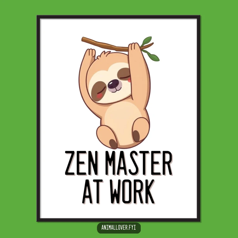 Funny Sloth Digital Art: Upside Down Smile for Instant Wall Decor Humor
