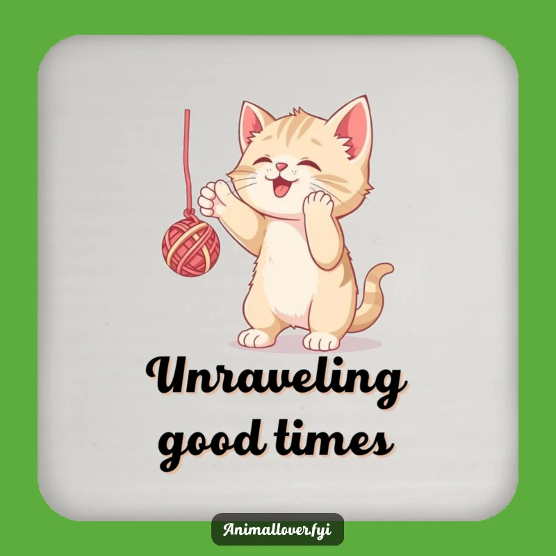 Funny Kitten Yarn Batting Coaster: Protect Surfaces with Playful Style