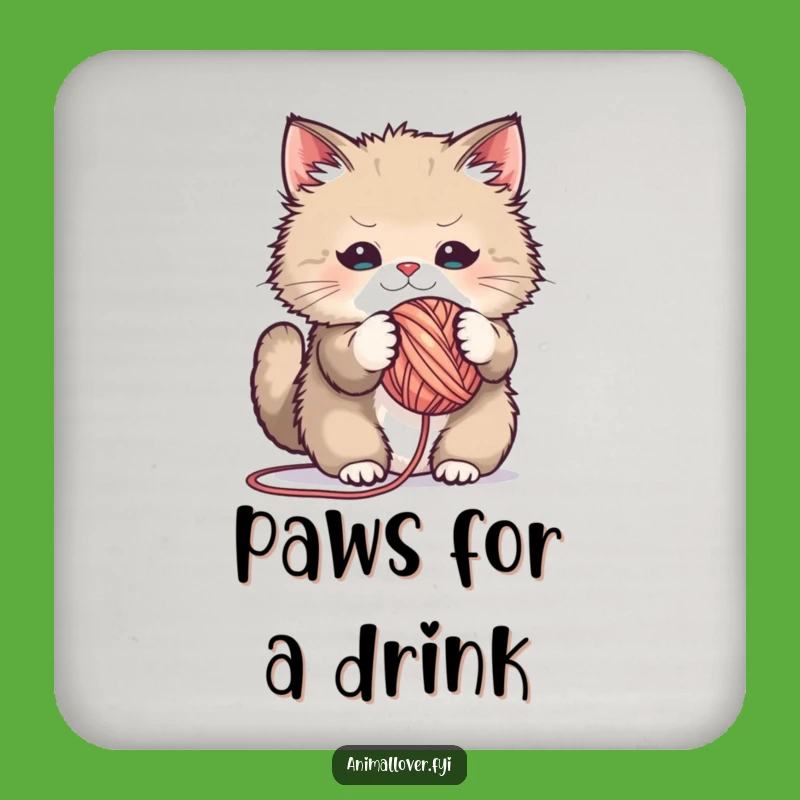 Funny Fluffy Cat Yarn Drink Coasters: Protect Surfaces with Hilarious Feline Fun and Style