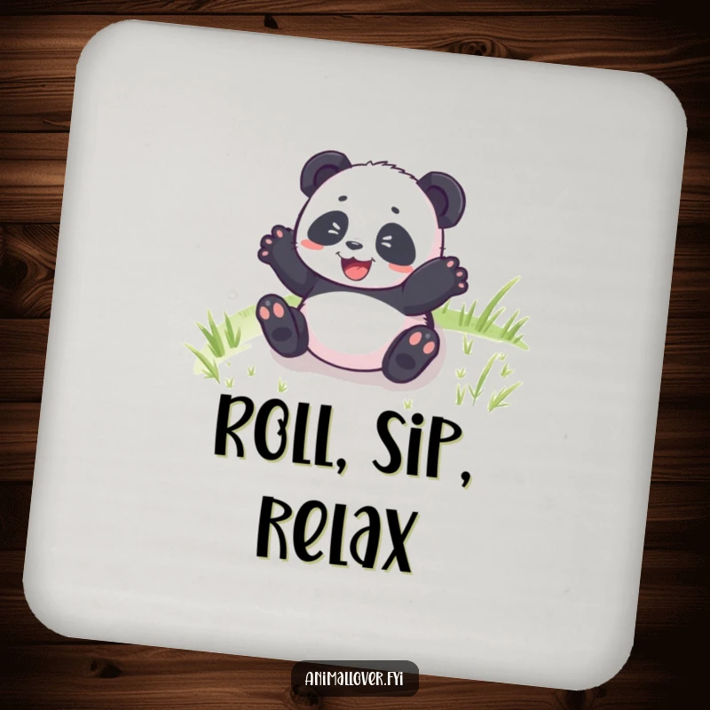 Funny Panda Cub Rolling Coasters (Set of 4), featuring a delighted panda cub tumbling down a hill, adding whimsical fun.