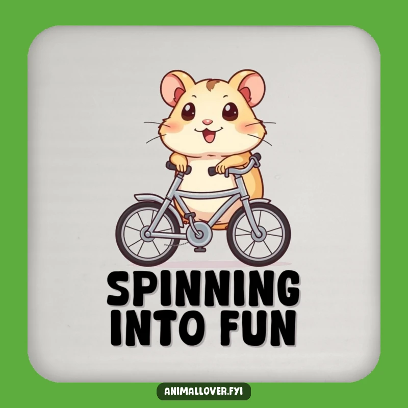Funny Hamster Bicycle Coasters (Set of 4): Protect Surfaces with Hilarious Pet Art Gift
