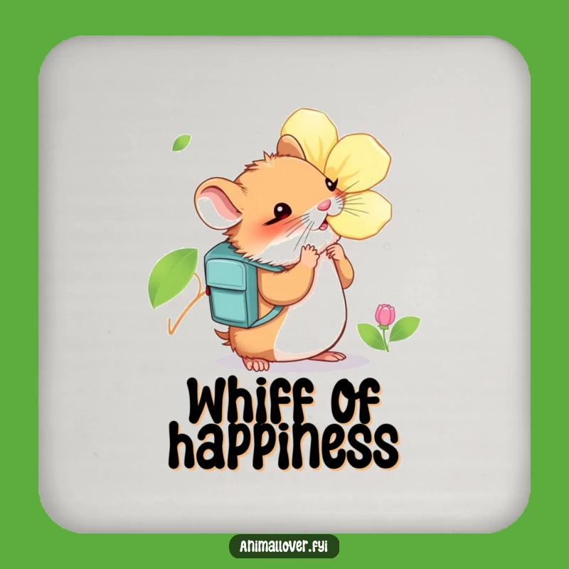 Funny Hamster Flower Sniffing Coaster Set: Protect Surfaces with Explorer Charm - Humorous Gift
