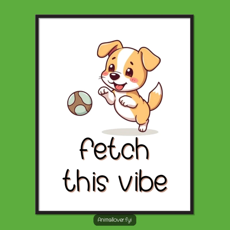 Funny Fetching Dog Poster: Energetic Canine Art for Your Walls