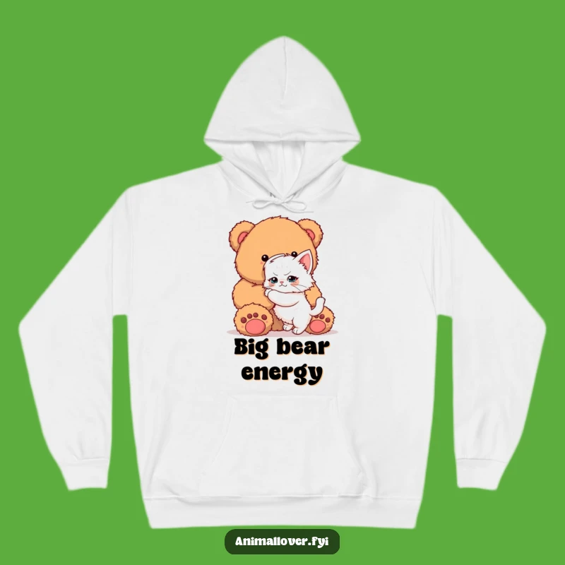 Funny Kitten Teddy Bear Hoodie: Cozy Hug Attempt - Hilarious Pet Gift