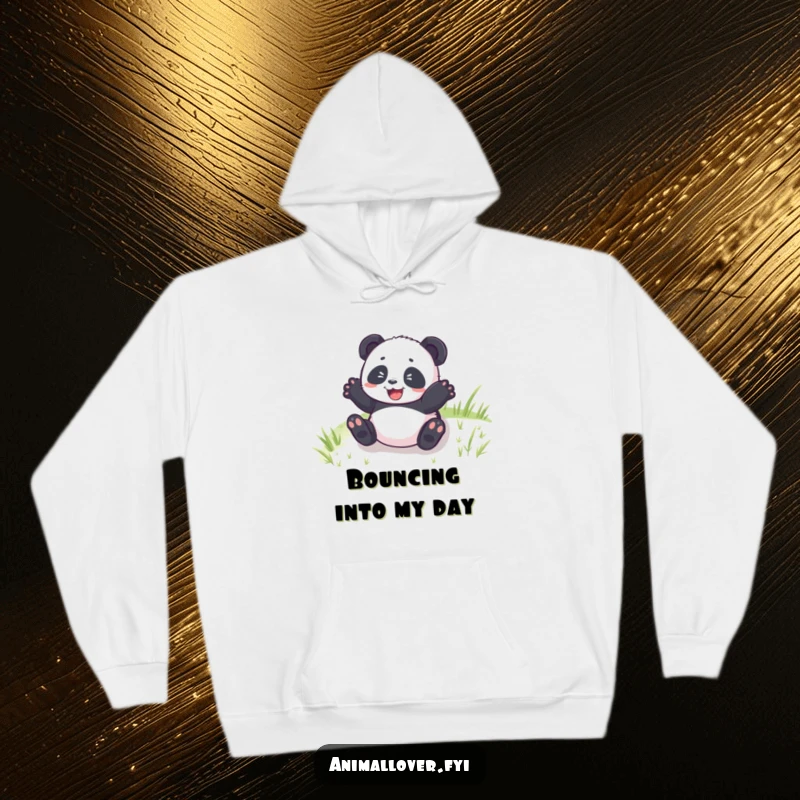 Funny Panda Cub Rolling Hoodie featuring a joyful panda cub tumbling down a hill, offering warmth and playful energy.