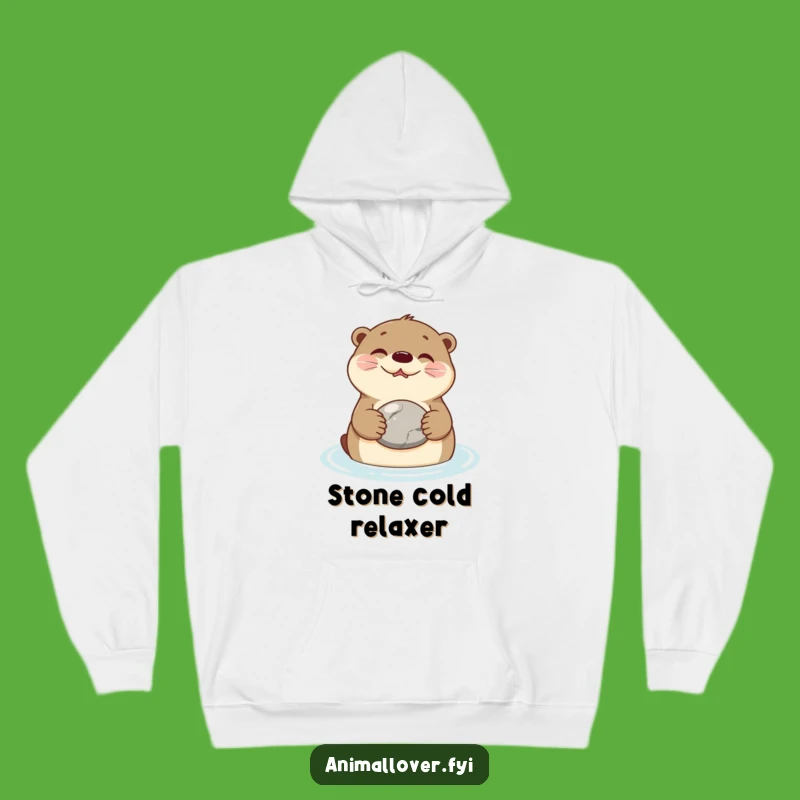 Funny Otter Stone Hoodie: Cozy River Dweller Wear for Ultimate Relaxation Gift