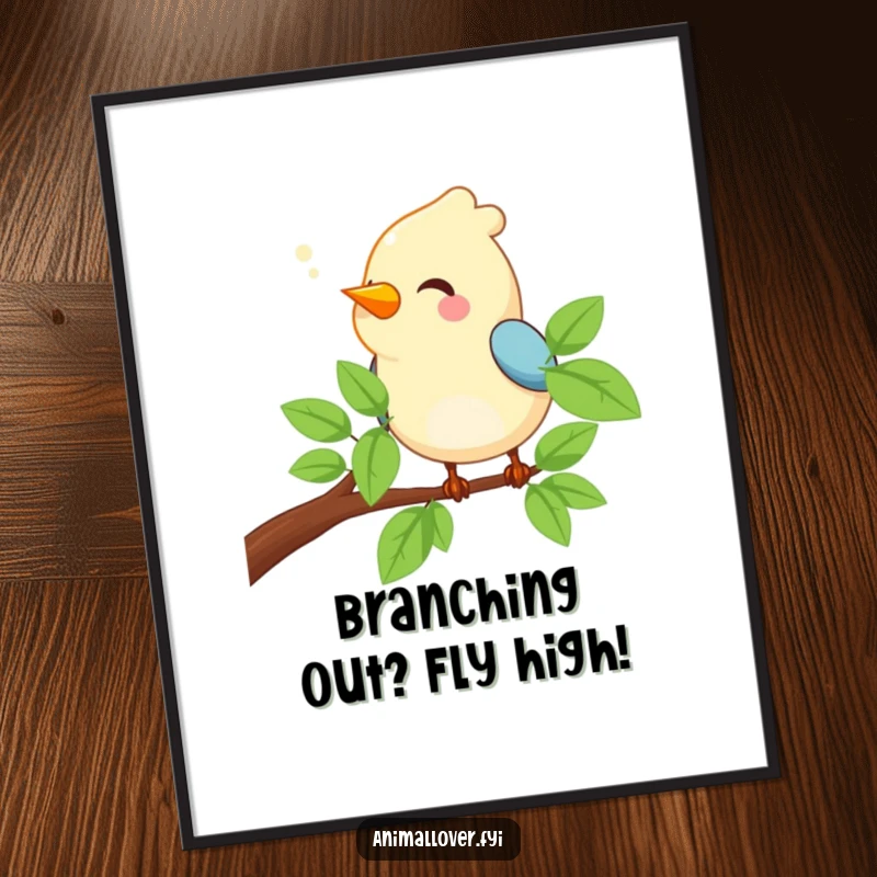 Free Printable Wall Art: A vibrant bird sits on a branch, chirping a happy tune, bringing a sense of peace and nature. Decor download.