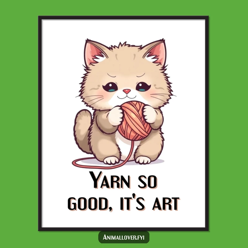 Free Printable Cat Wall Art: Playful Yarn Ball Decor Downloadable Art