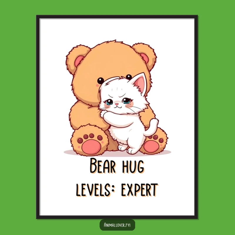 Free Printable Kitten Wall Art: Determined Hug Funny Downloadable Art