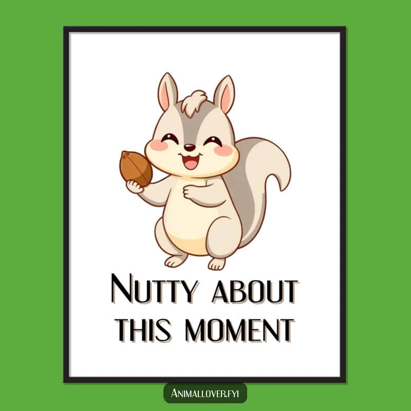 Free Printable Squirrel Wall Art: Happy Nut Offer Decor Downloadable