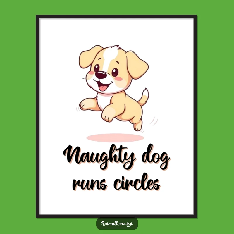 Free Printable Wall Art: Funny Puppy Tail Chase - Hilarious Downloadable Decor