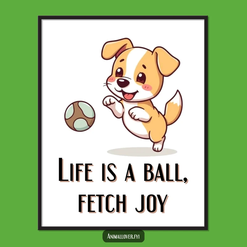Funny Free Printable Wall Art: Energetic Dog Fetch, Playful Home Decor