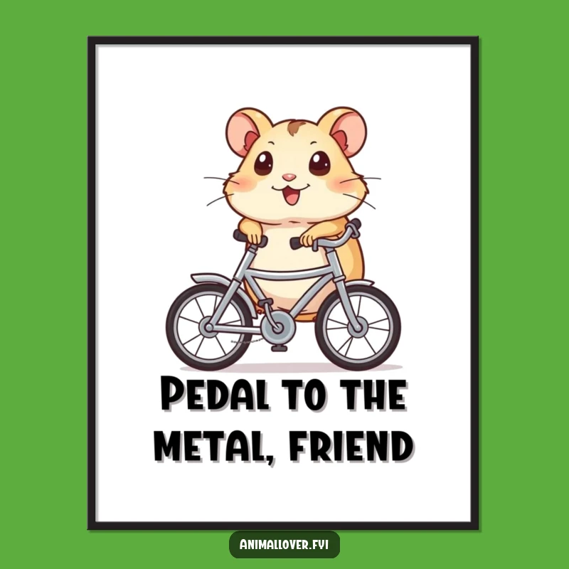 Funny Free Printable Wall Art: Hamster on Bike, a whimsical downloadable art for vibrant room decor!
