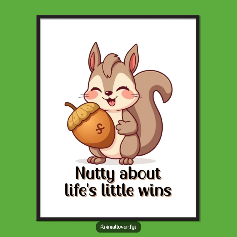 Free Printable Wall Art: Winking Squirrel with Acorn for Quirky Decor