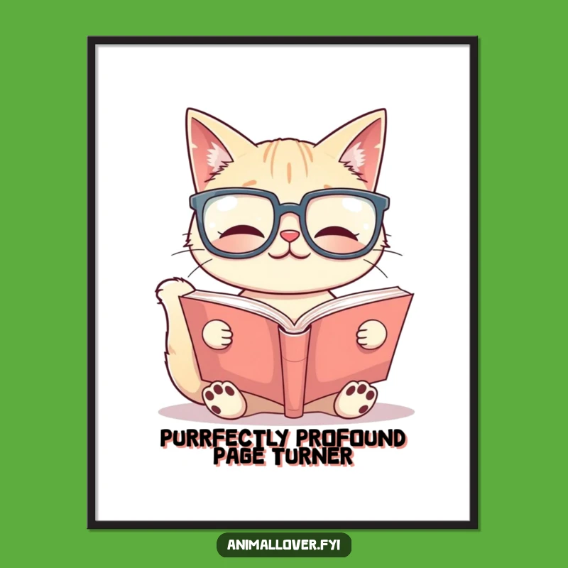 Free Printable Bookworm Cat Wall Art: Amusing Downloadable Decor for Literary Spaces