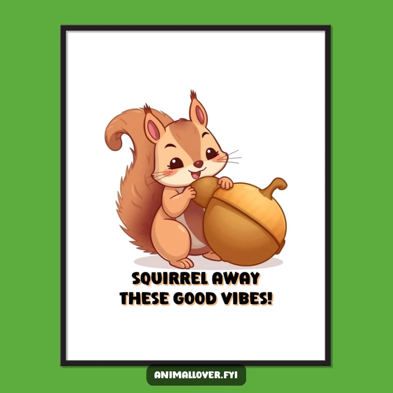 Free Printable Wall Art: Squirrel's Giant Acorn, Downloadable Decor