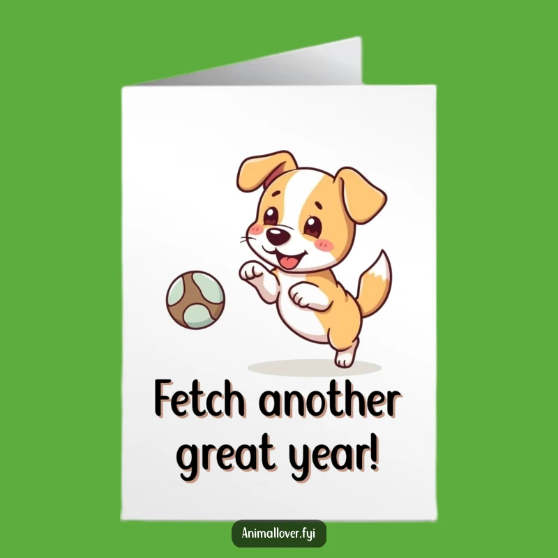 Free Printable Birthday Card: Excited Dog Fetch, Fun Birthday Gift