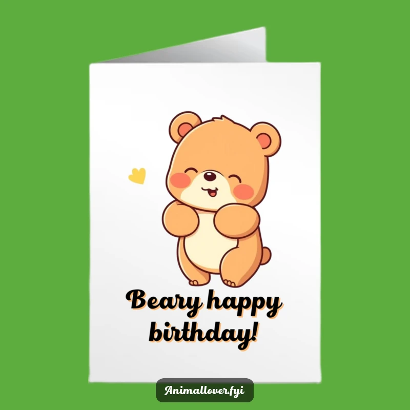 Free Printable Birthday Card: Cheerful Bear Hug Funny Downloadable Greeting