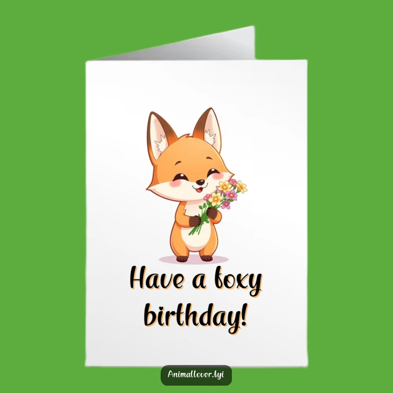 Free Printable Birthday Card: Cheerful Fox & Flowers, Perfect DIY Gift