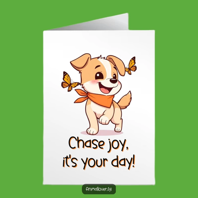 Free Printable Birthday Card: Dog's Butterfly Chase Fun, Downloadable Funny Gift