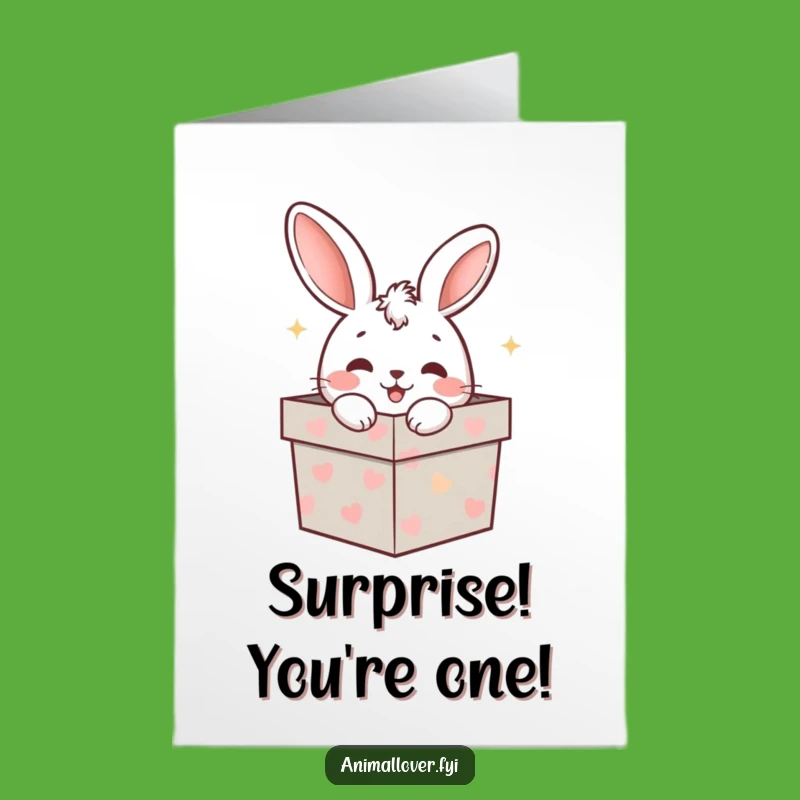 Free Printable Birthday Card: Surprise Rabbit in Box, Funny Downloadable Gift