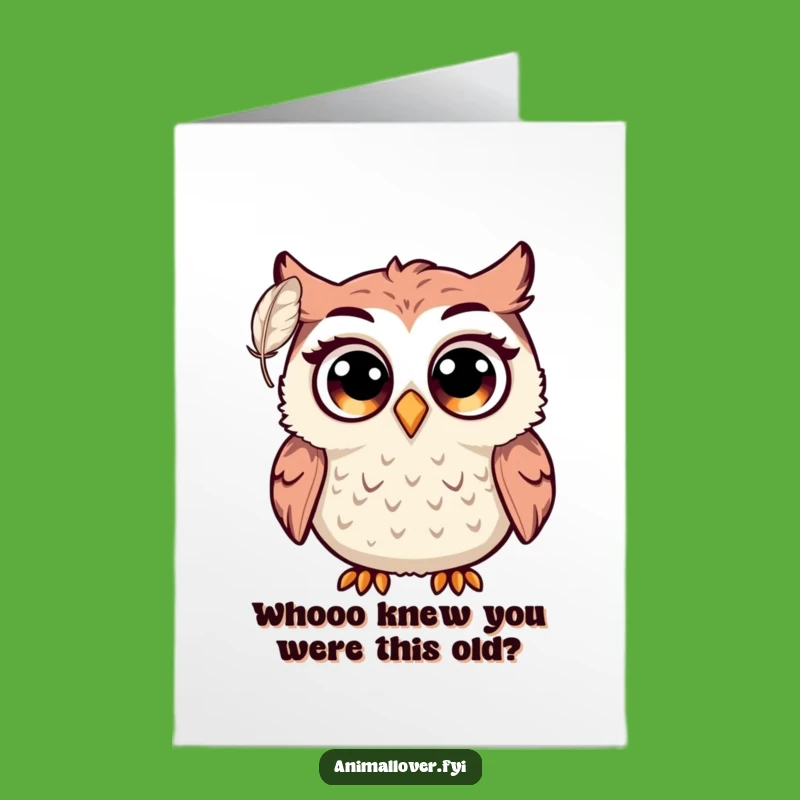 Free Printable Birthday Card: Surprised Owl Feather Shock Funny Owl Downloadable Gift