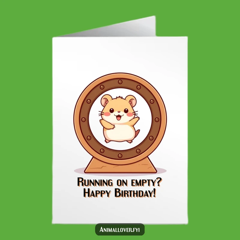 Funny Free Printable Birthday Card: Hamster Wheel Race, Downloadable Gift for Laughs