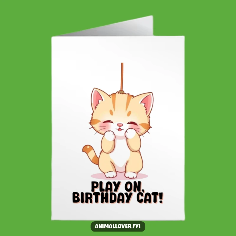 Free Printable Birthday Card: Cute Kitten Playing, Perfect Downloadable Gift for Cat Lovers