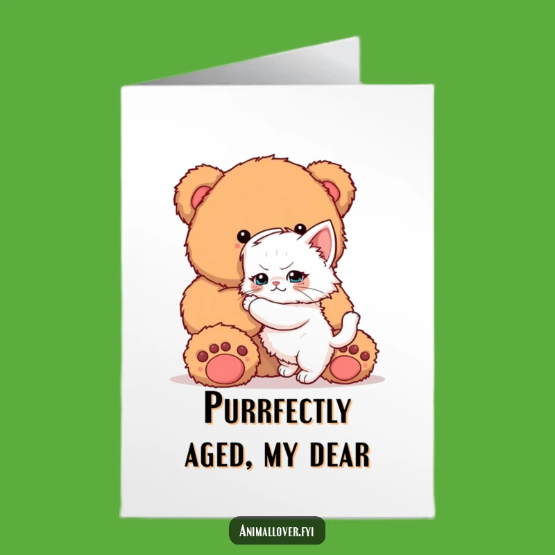 Free Printable Kitten Birthday Card: Hugging Bear Funny Downloadable Gift