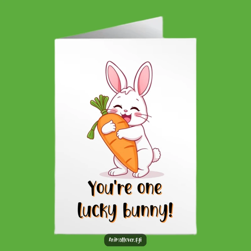 Free Printable Congrats Card: Funny Bunny & Giant Carrot, Downloadable Gift