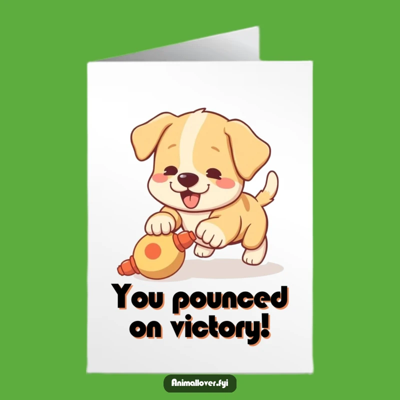Free Printable Congrats Card: Puppy Pounce Celebration, Fun Downloadable Joy